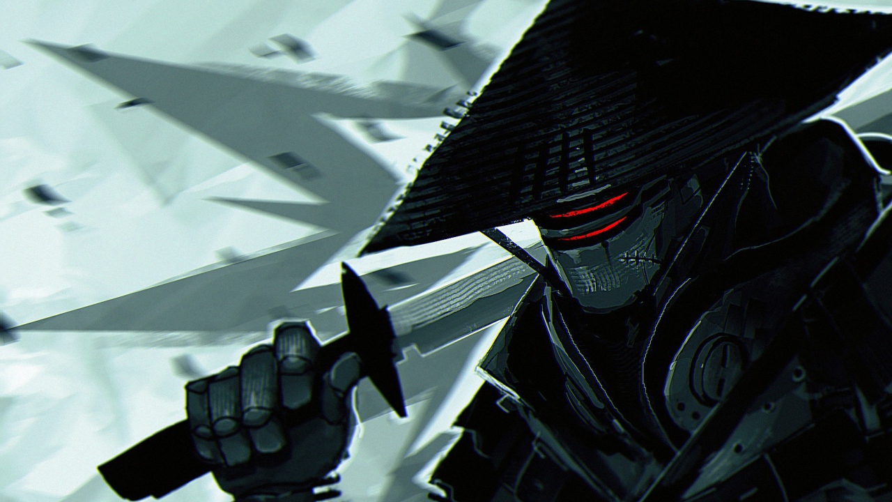 Черный робот самурай