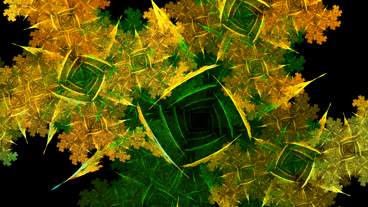 Абстрактный желто зеленый рисунок на черном фоне