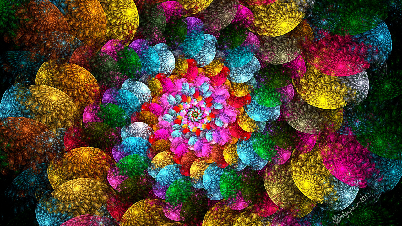 Яркий красочный спиральный абстрактный рисунок 