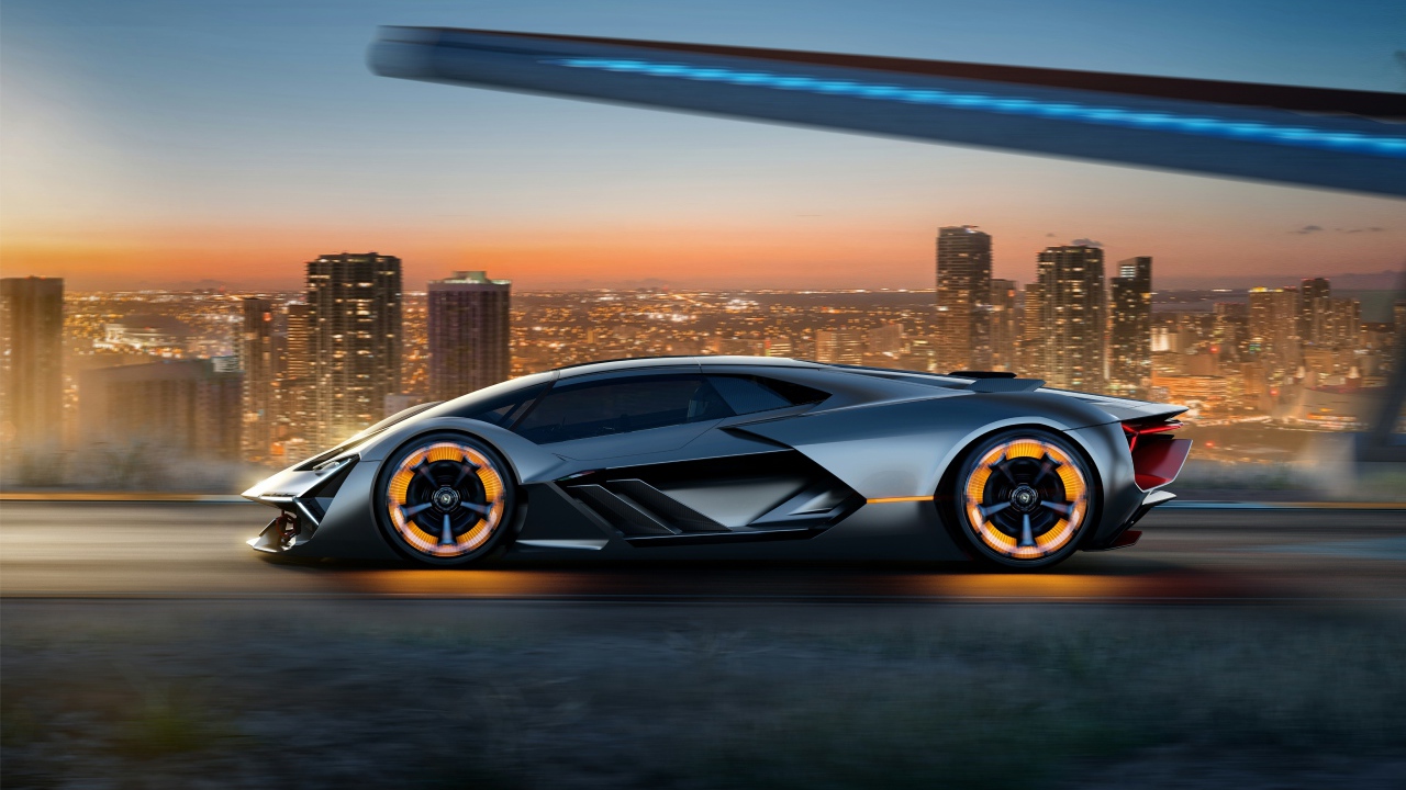 Lamborghini Terzo Millennio sports car at speed