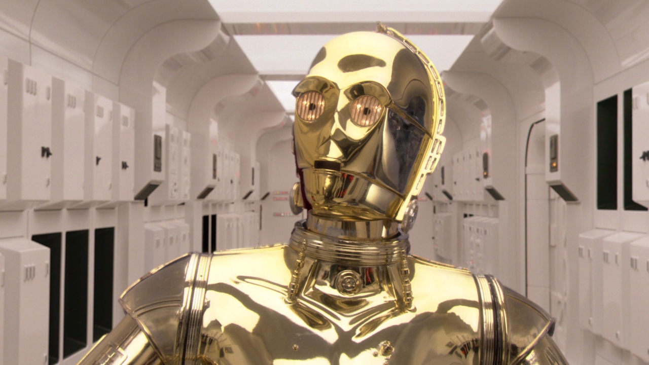 The droid C-3PO character of the legendary film Star Wars