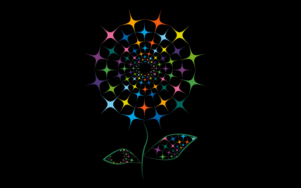 Previous, Drawn wallpapers - Vector Wallpapers - Black vector flower 
