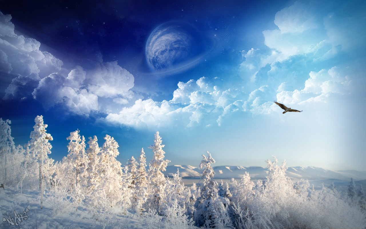 Previous, Photoshop - Winter wonderland wallpaper