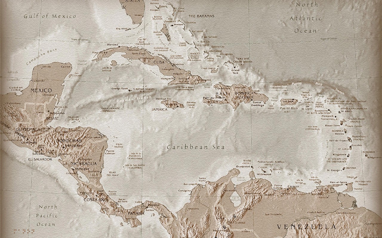 Previous, Creative Wallpaper - Map of the Caribbean Sea wallpaper