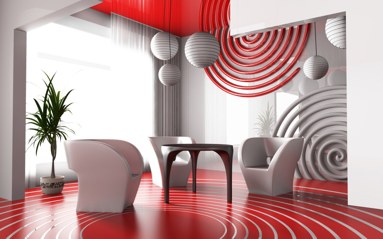 Previous, Interior - Futuristic living room wallpaper