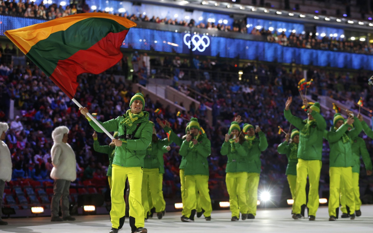 Команда Литвы на открытии Олимпиады в Сочи