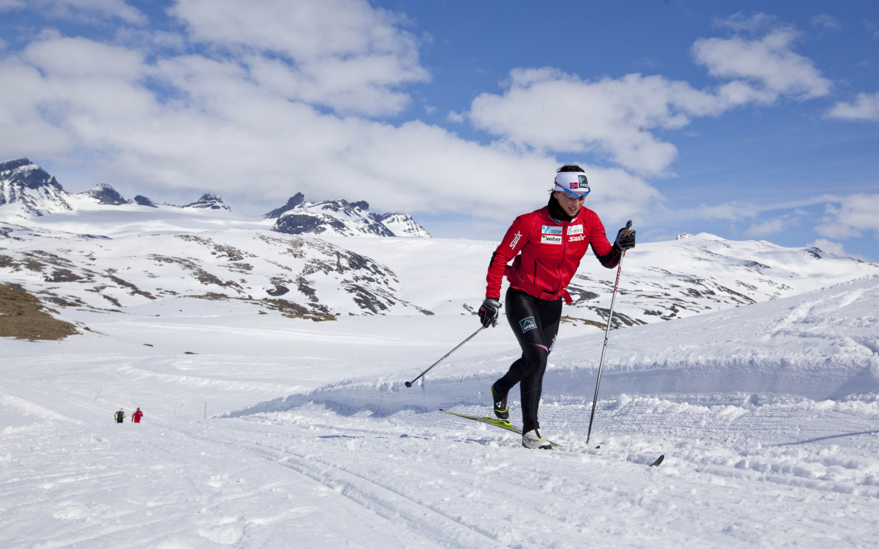 Norwegian skier Marit Bjoergen gold medal in Sochi 2014 Desktop wallpapers 1280x800