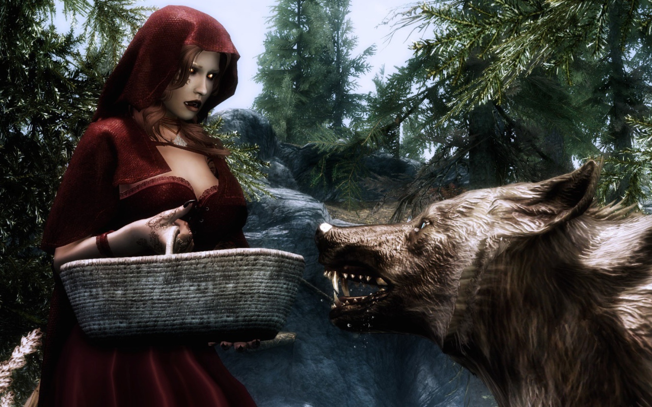 Вампирша встретилась с волком в лесу