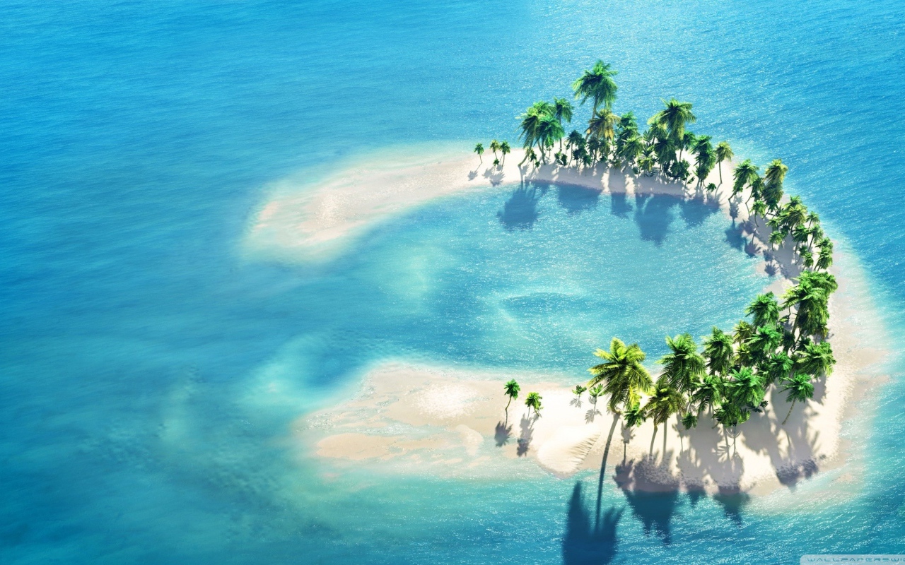 Песчаный остров в форме подковы