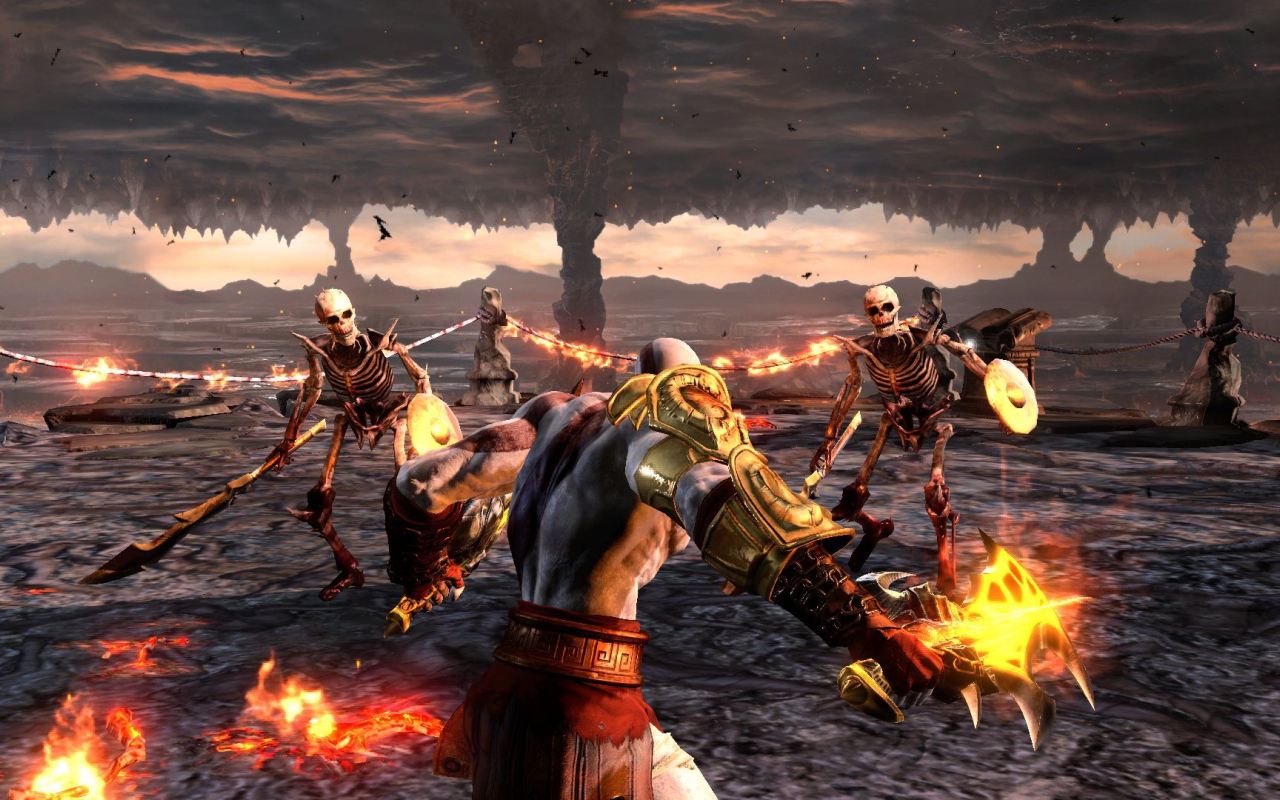 Битва со скелетами игра  God of War 