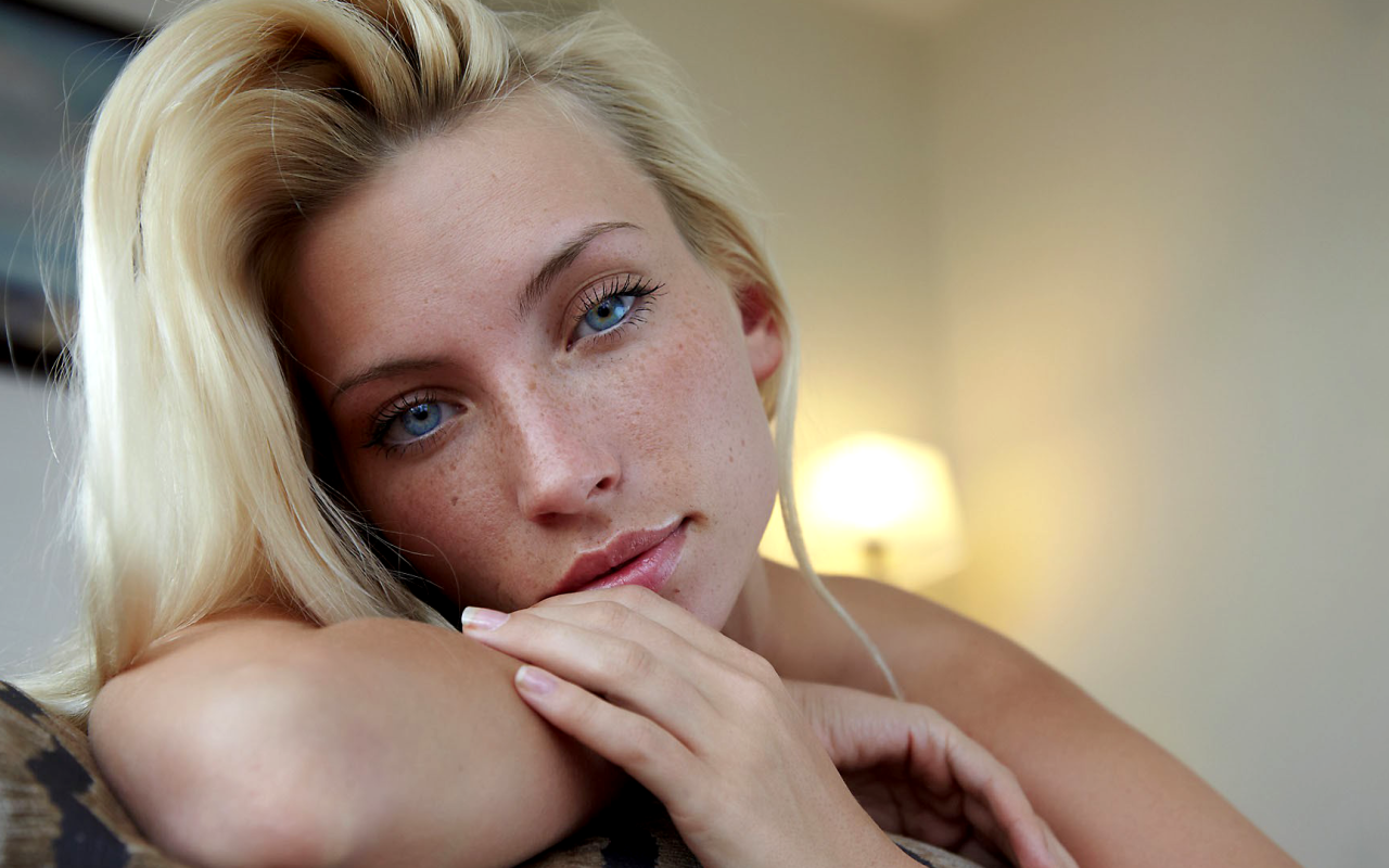 Beautiful girl blonde with blue eyes