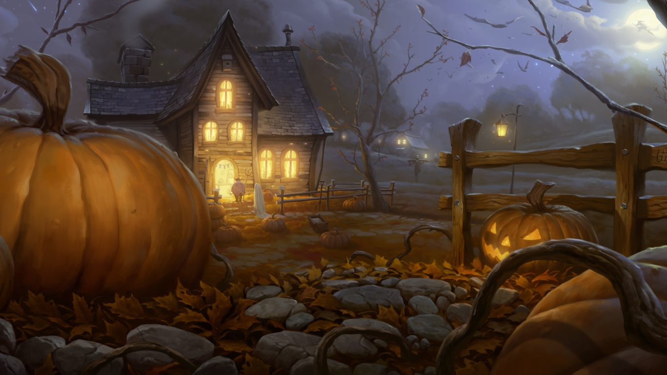 Хэллоуин страшный сад и дом