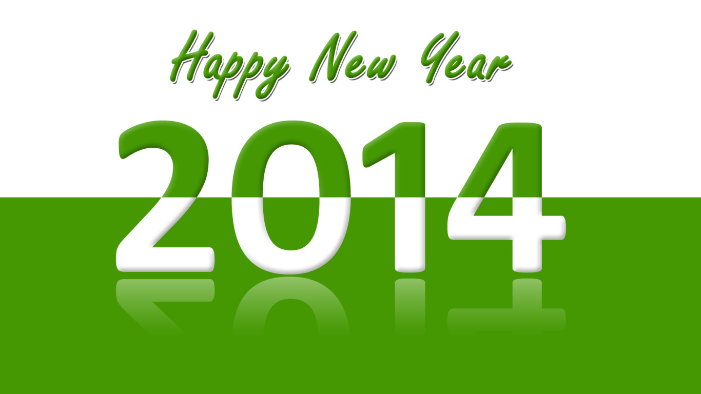 Счастливого Нового Года 2014, зелёный и белый цвет