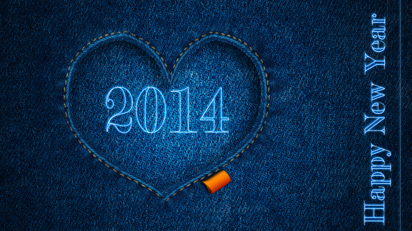 Счастливого Нового Года 2014, яркий синий фон