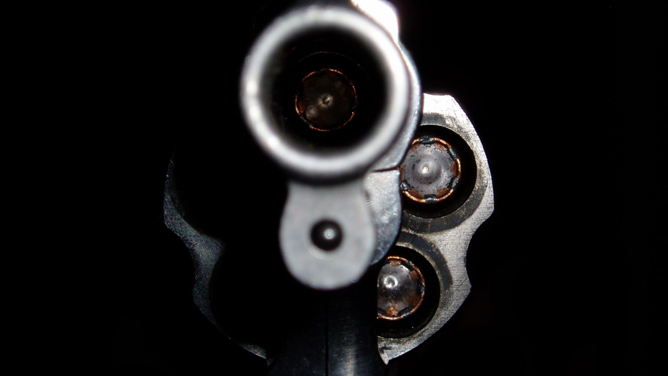 The muzzle of the revolver front view
