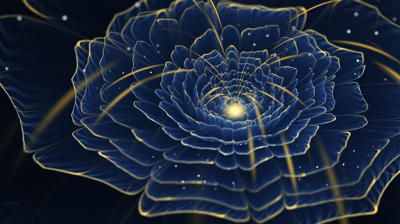 Абстрактный синий цифровой цветок