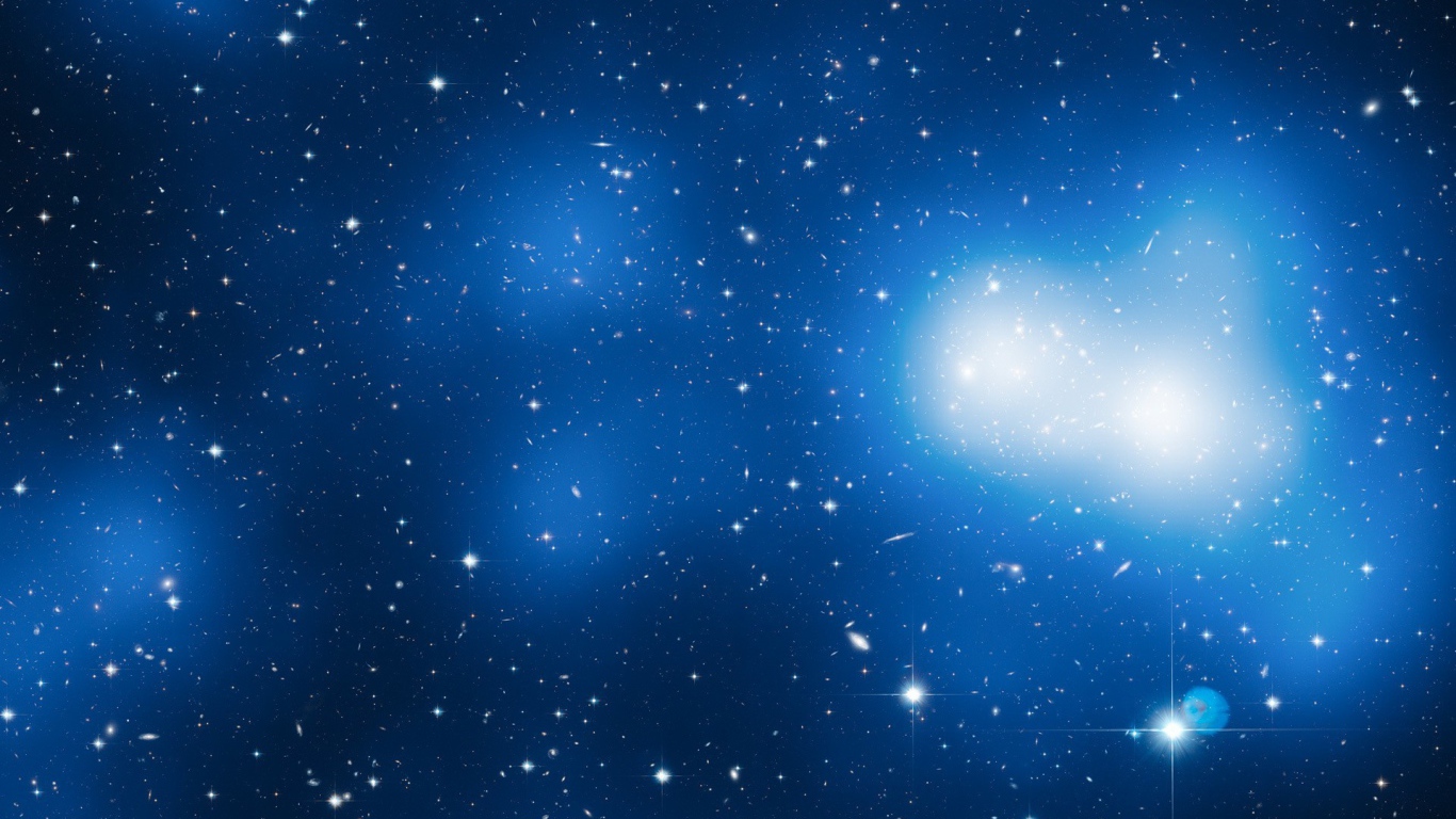 Звезды и галактики в голубом космосе