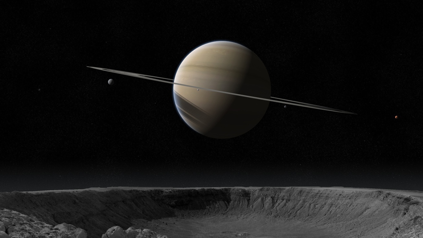 Вид на Сатурн с его спутника