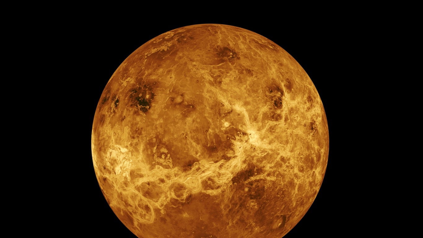 Планета Венера на черном фоне 