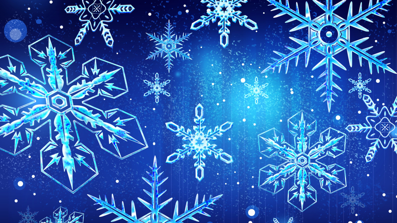 Icy snowflakes on a blue background