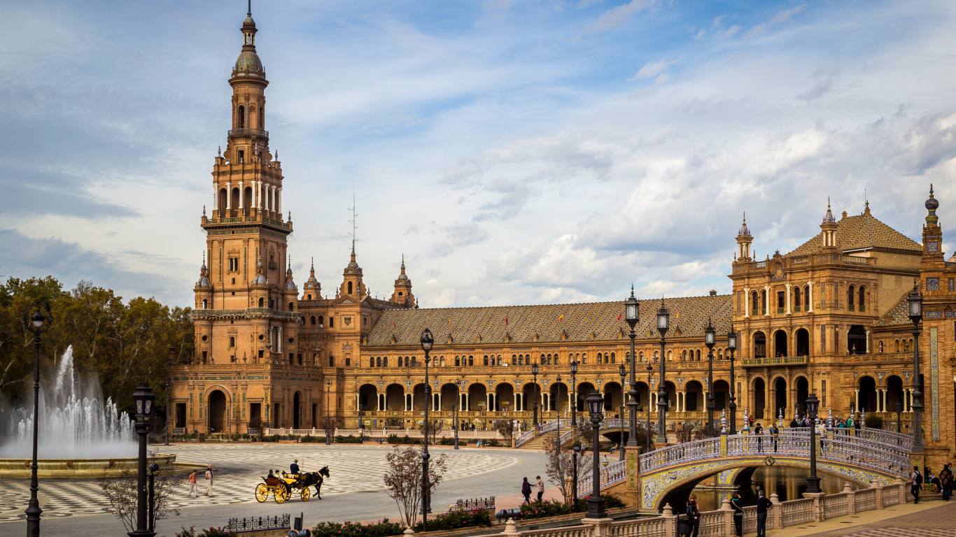 Palace in the town square of Seville, Spain