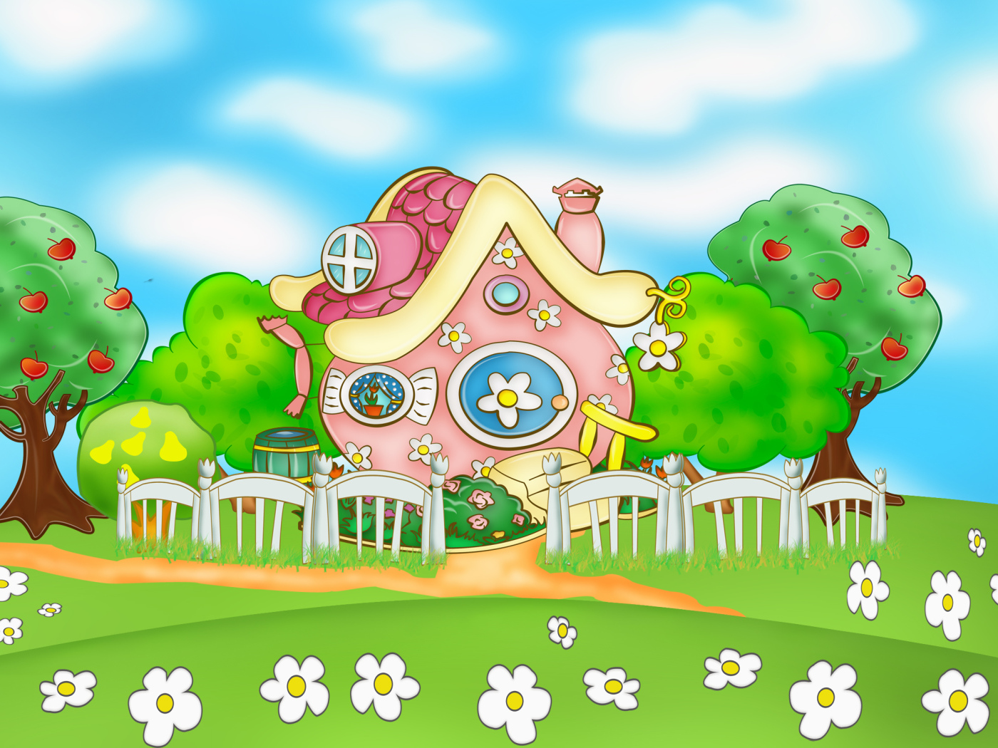 Красивый домик в мультфильме Смешарики