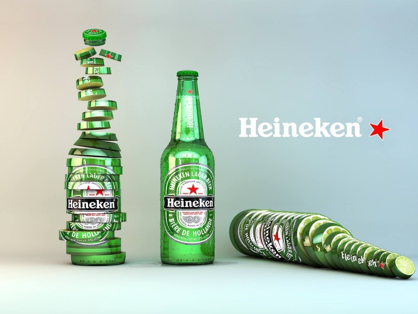 Нарезанная бутылка пива Heineken