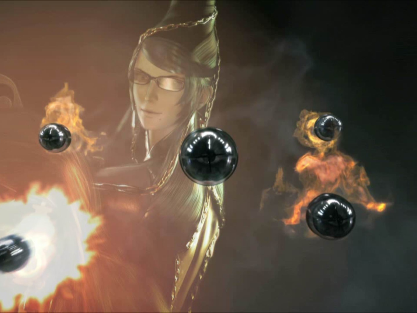 Bullets fly in the game Bayonetta 2