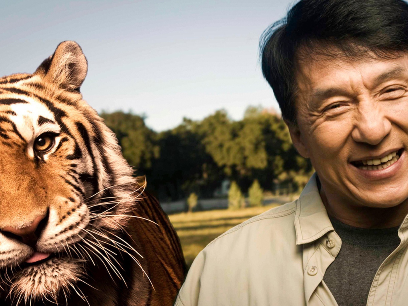 Jackie Chan with a tiger