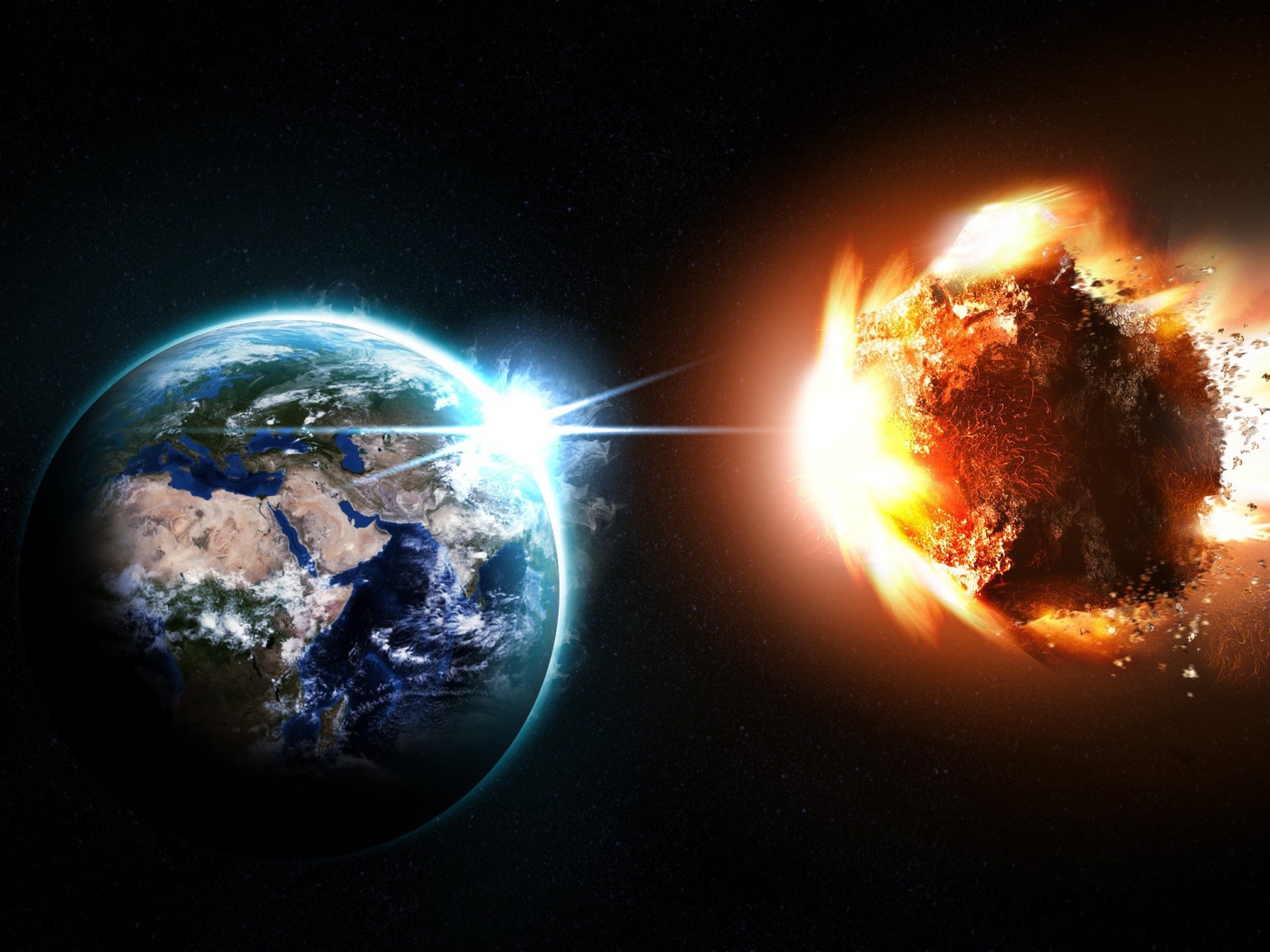 Fire asteroid approaching Earth