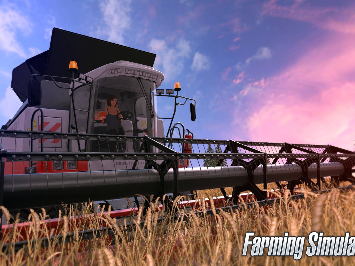 Зерноуборочный комбайн убирает пшеницу игра Farming Simulator 2017 