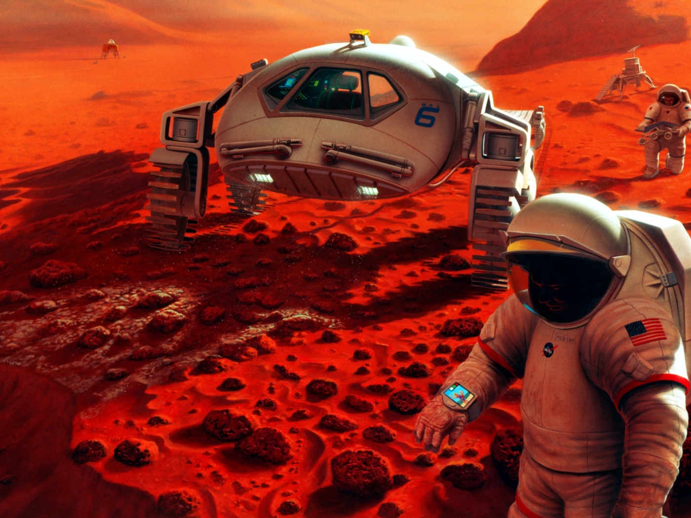 Американские космонавты на поверхности Марса 