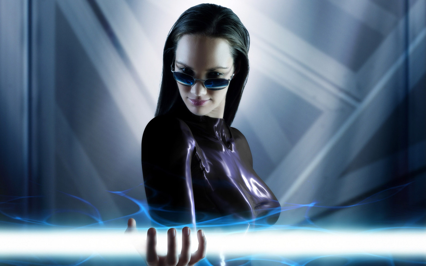 Previous, Photoshop - The girl and laser wallpaper