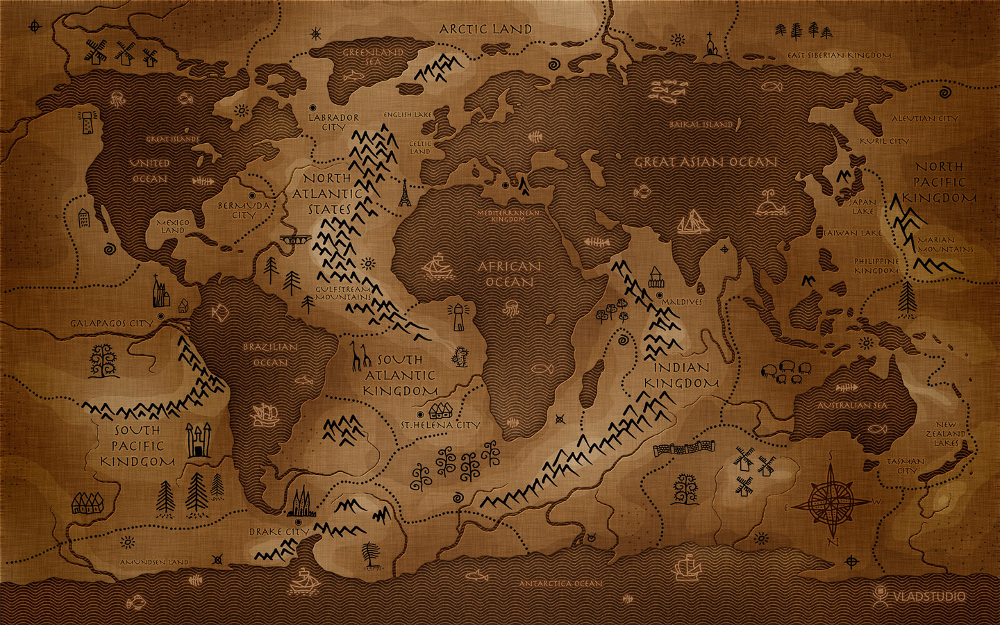 Previous, Widescreen - World map wallpaper