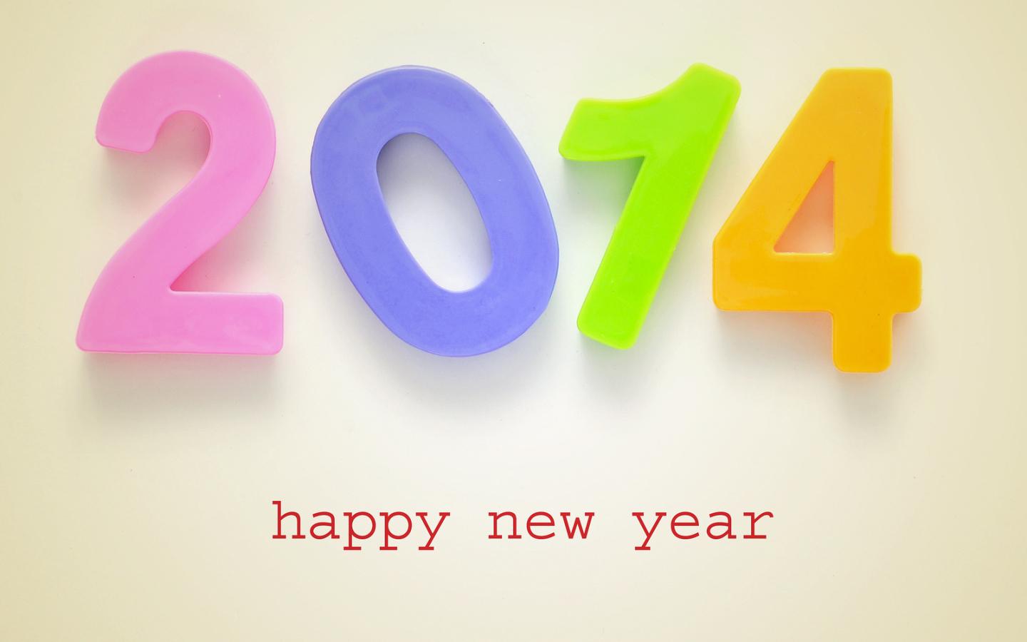 Счастливого Нового Года 2014, разноцветные яркие цифры