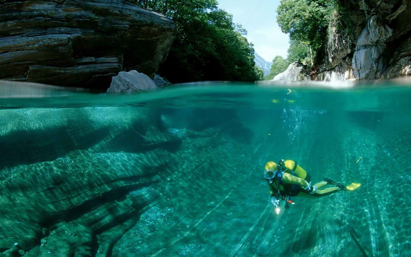 Underwater swimmer in Switzerland