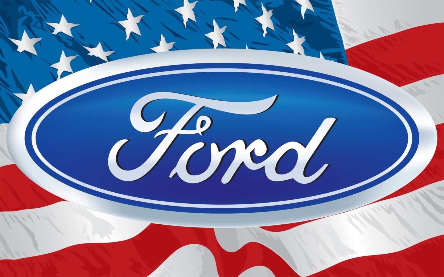 Логотип Форд на фоне флага США