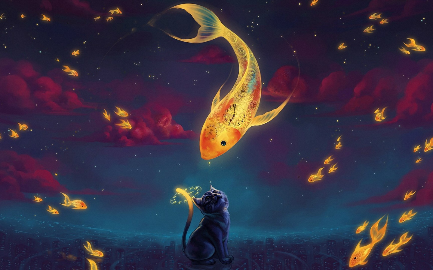 Cat and Goldfish