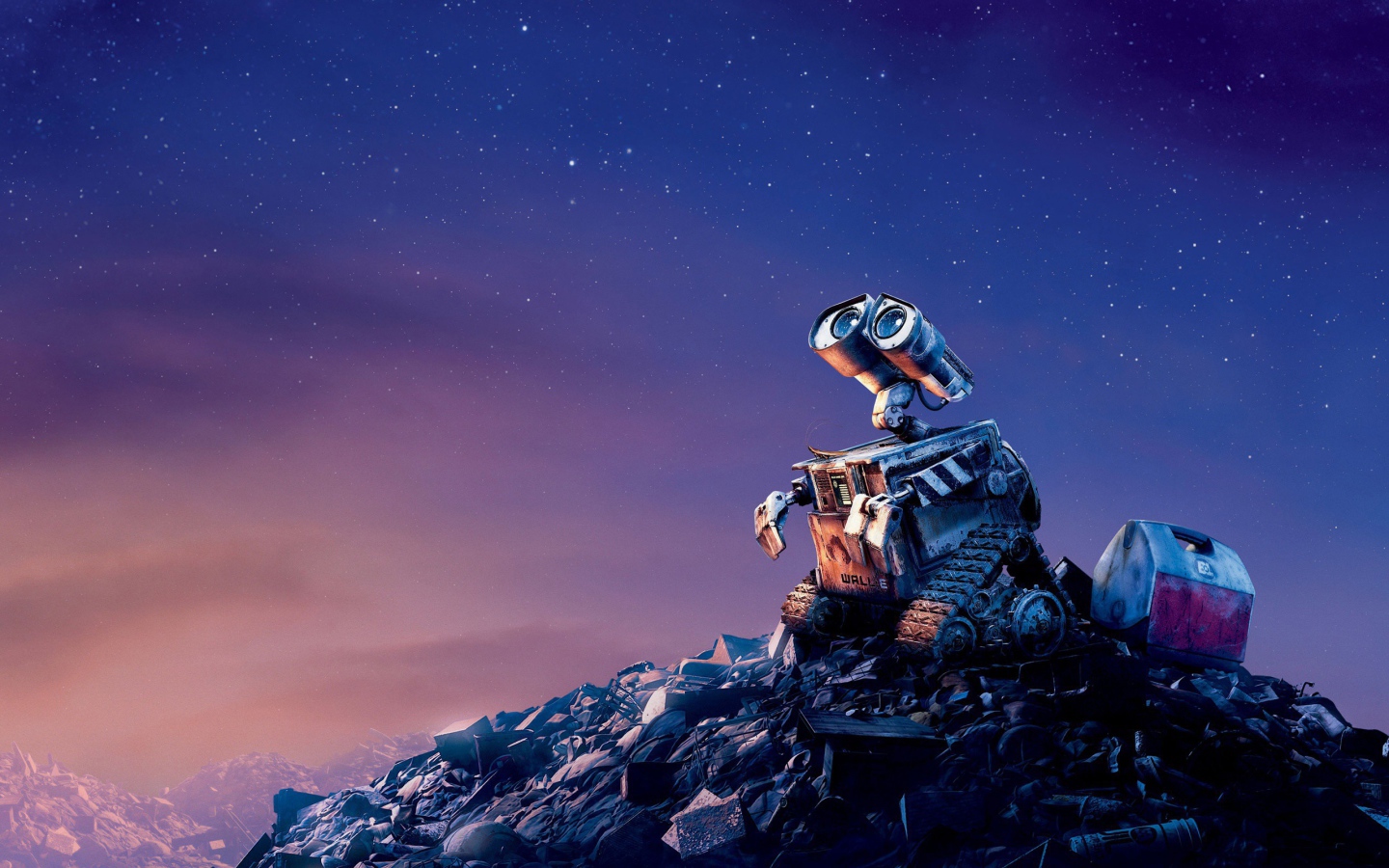 The robot WALL · E on a pile of rubbish