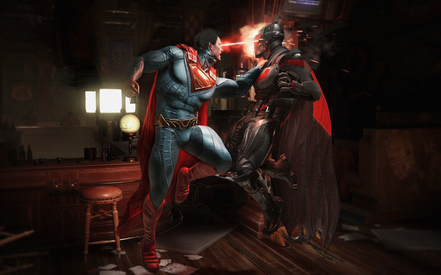 Супермен сжигает глазами игра Injustice 2 