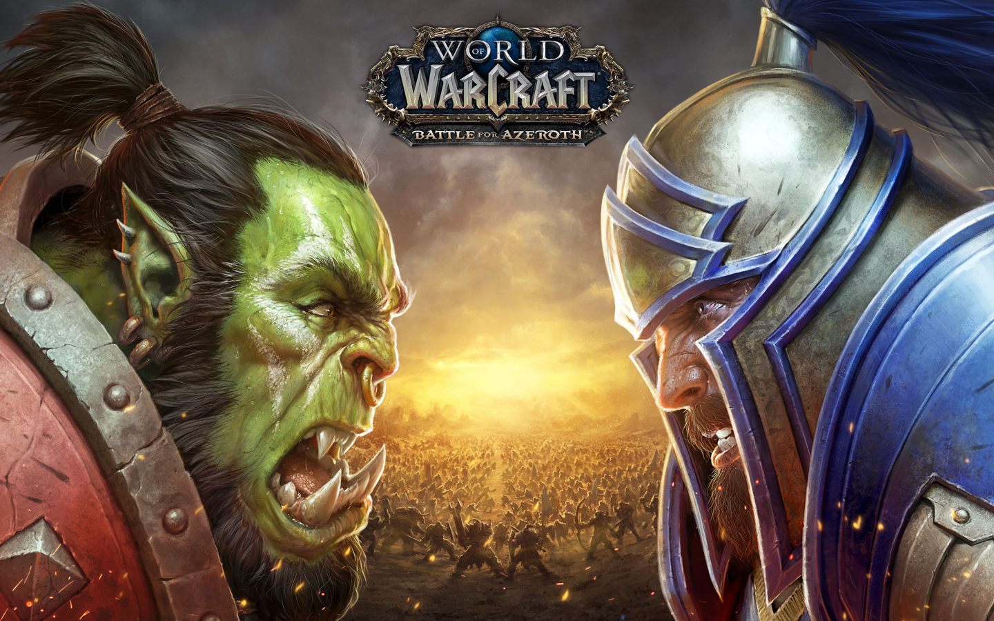 Poster of the new computer game World of Warcraft. Battle for Azeroth, 2018