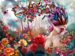 Рисованные обои - Девушка из бабочек