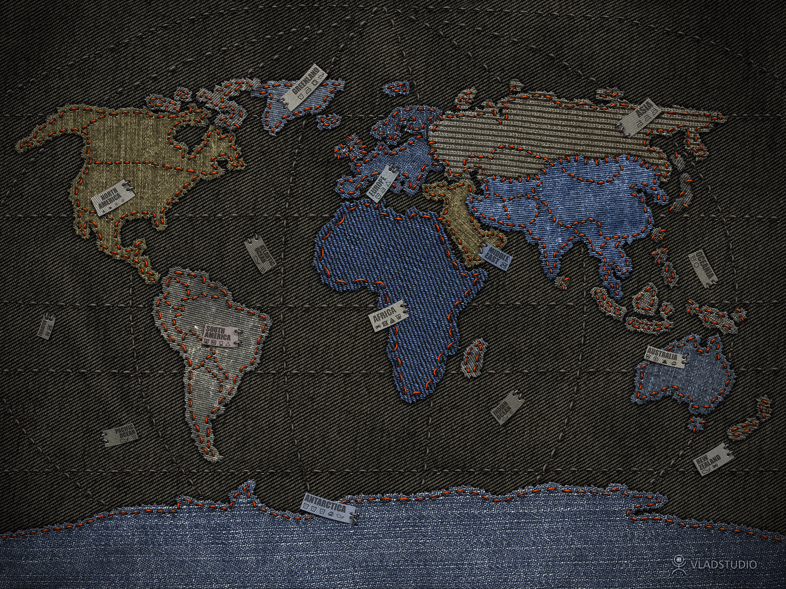Previous, Creative Wallpaper - Jeans World Map wallpaper