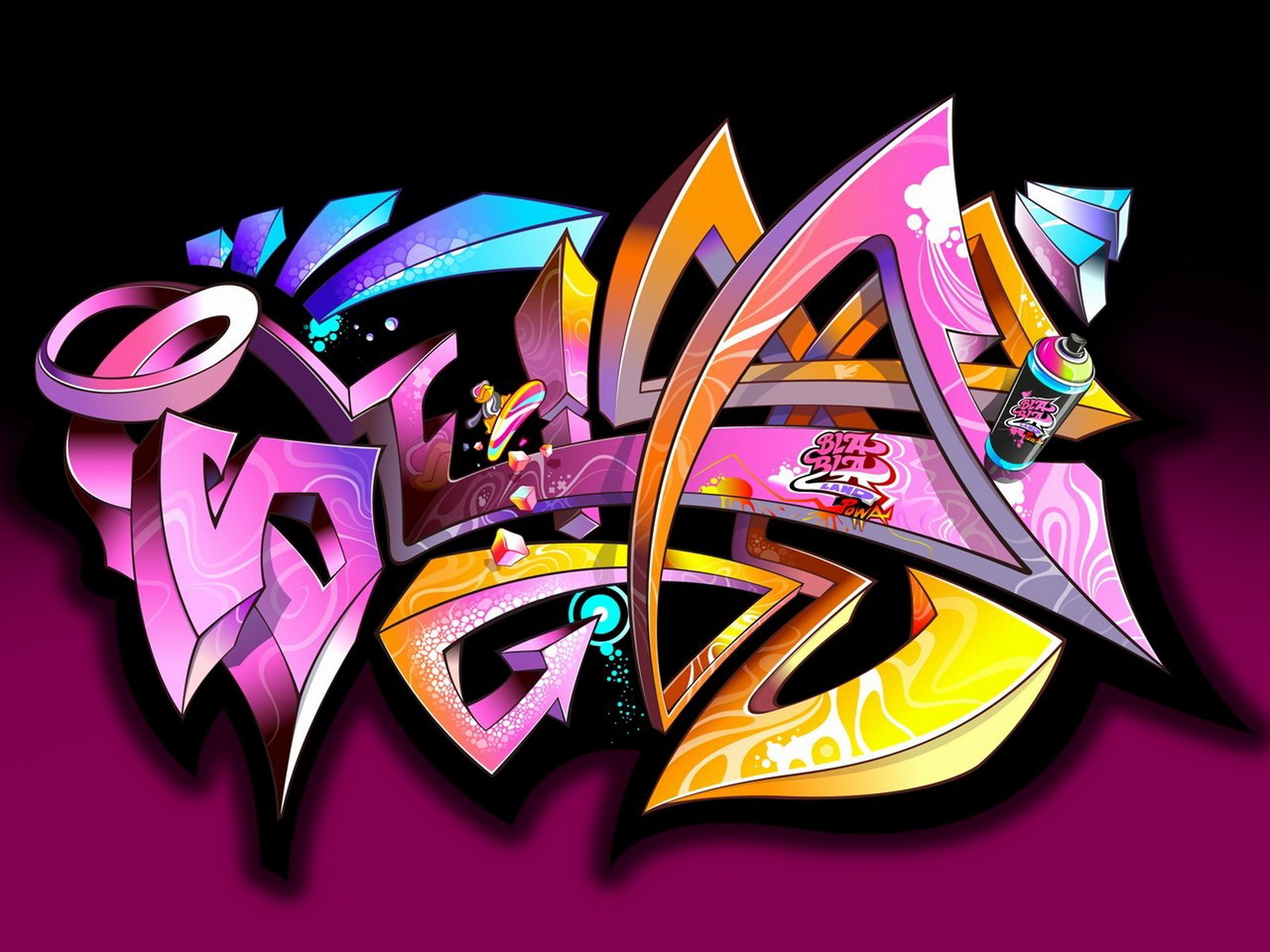 Previous, 3D-graphics - Graffiti wallpaper
