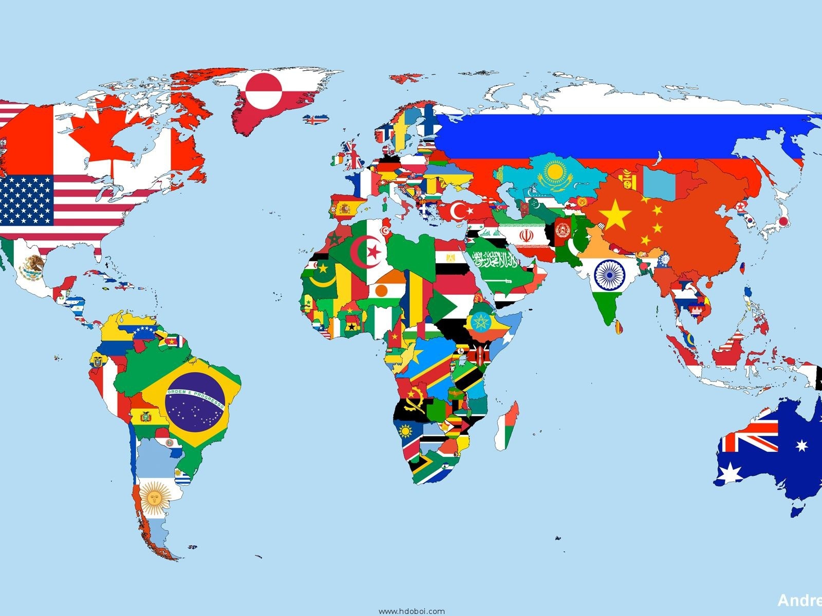 Флаги на карте мира
