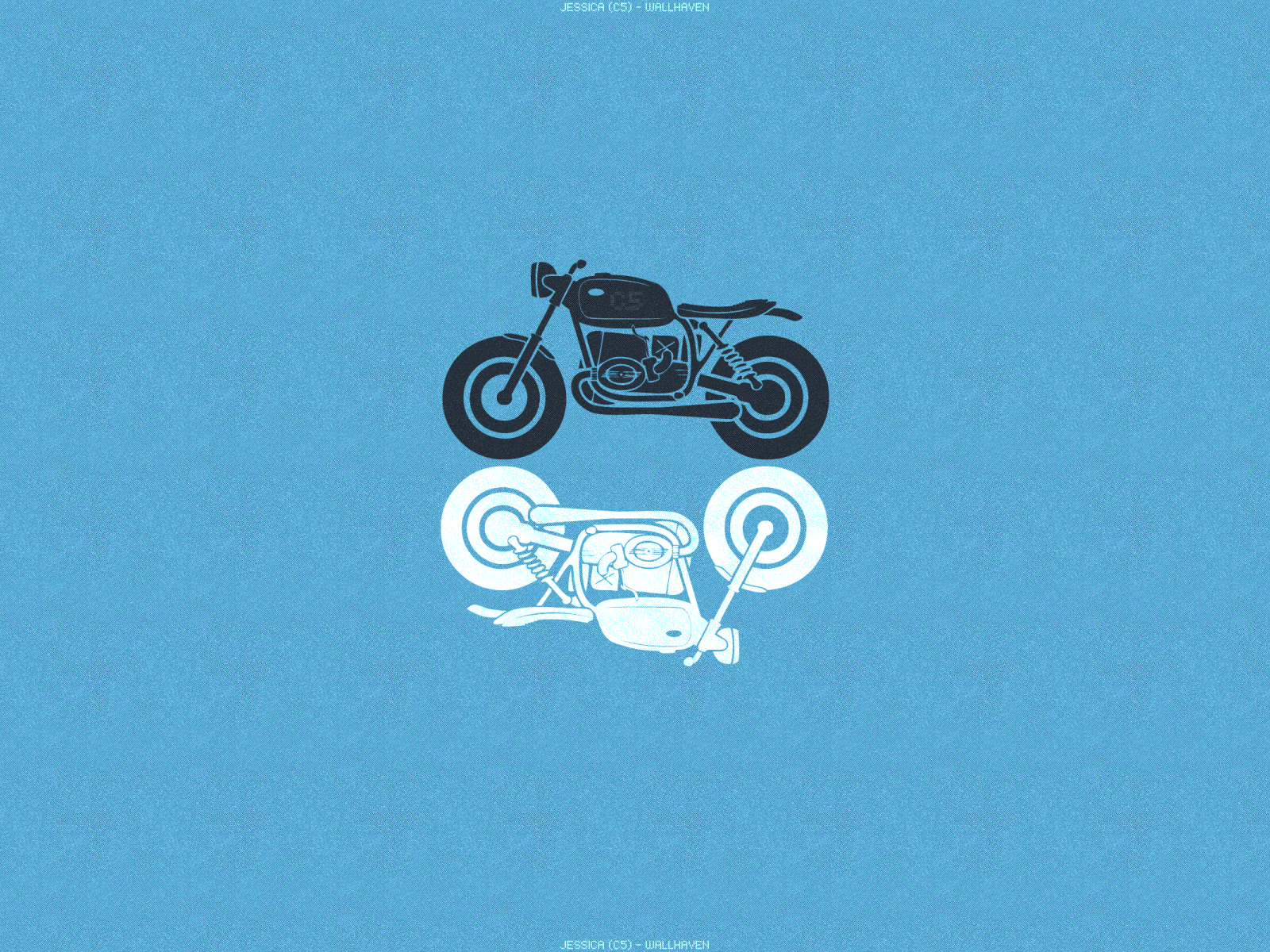 Black and white motorcycle, blue background
