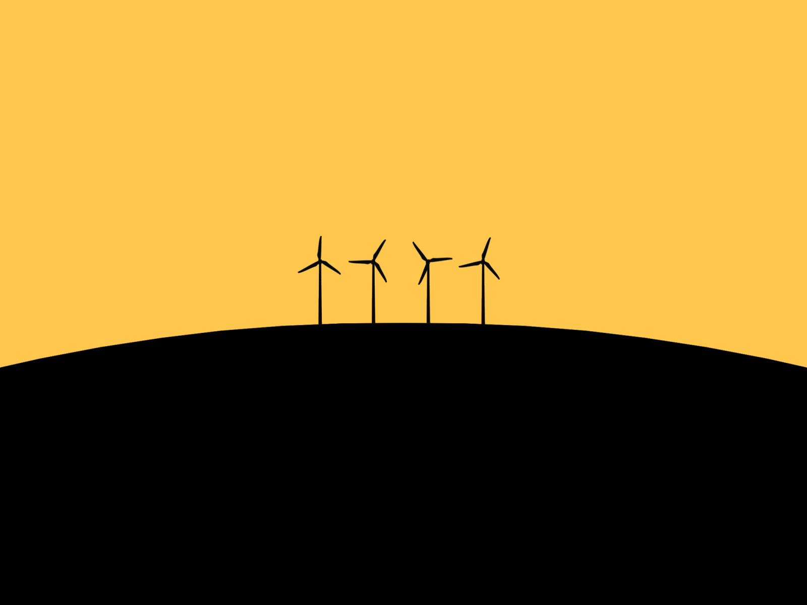 Wind turbines, black and orange background