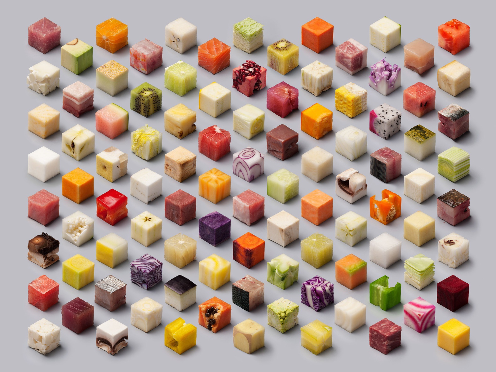 Кубики из различных продуктов