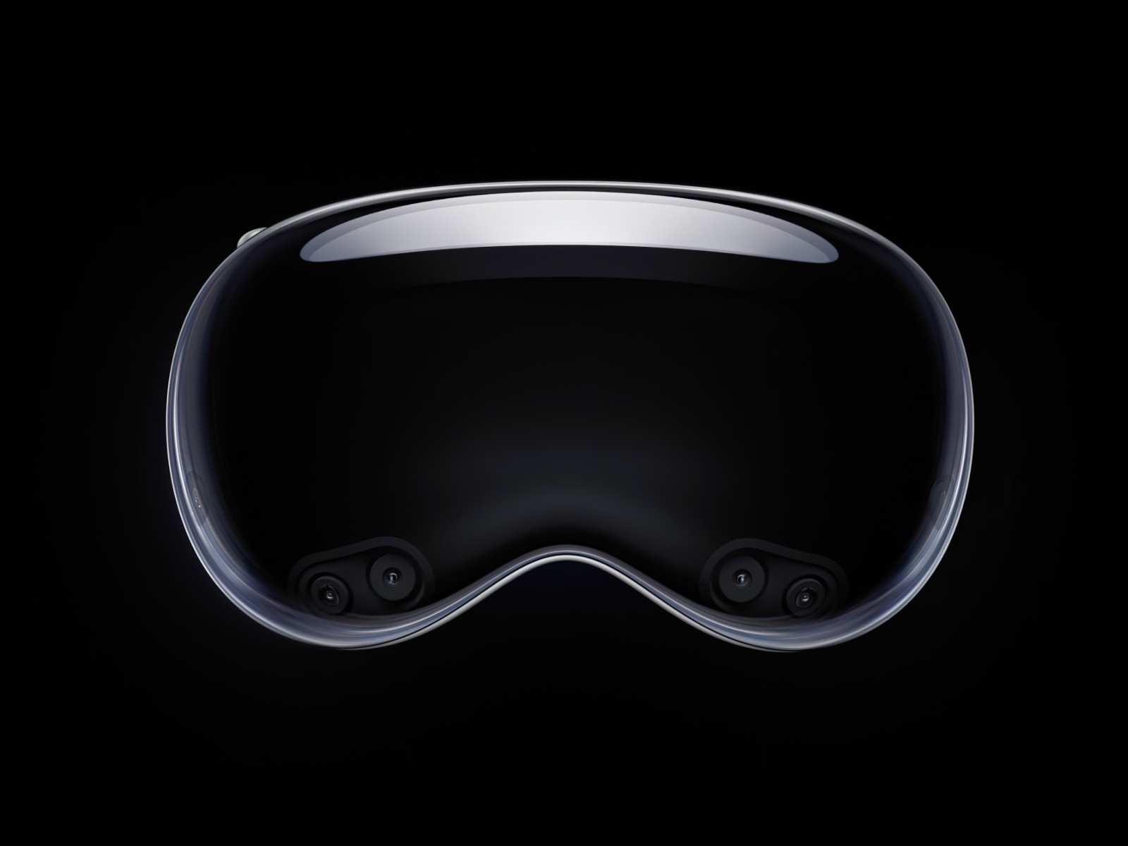 Очки виртуальной реальности  Apple Vision Pro на черном фоне