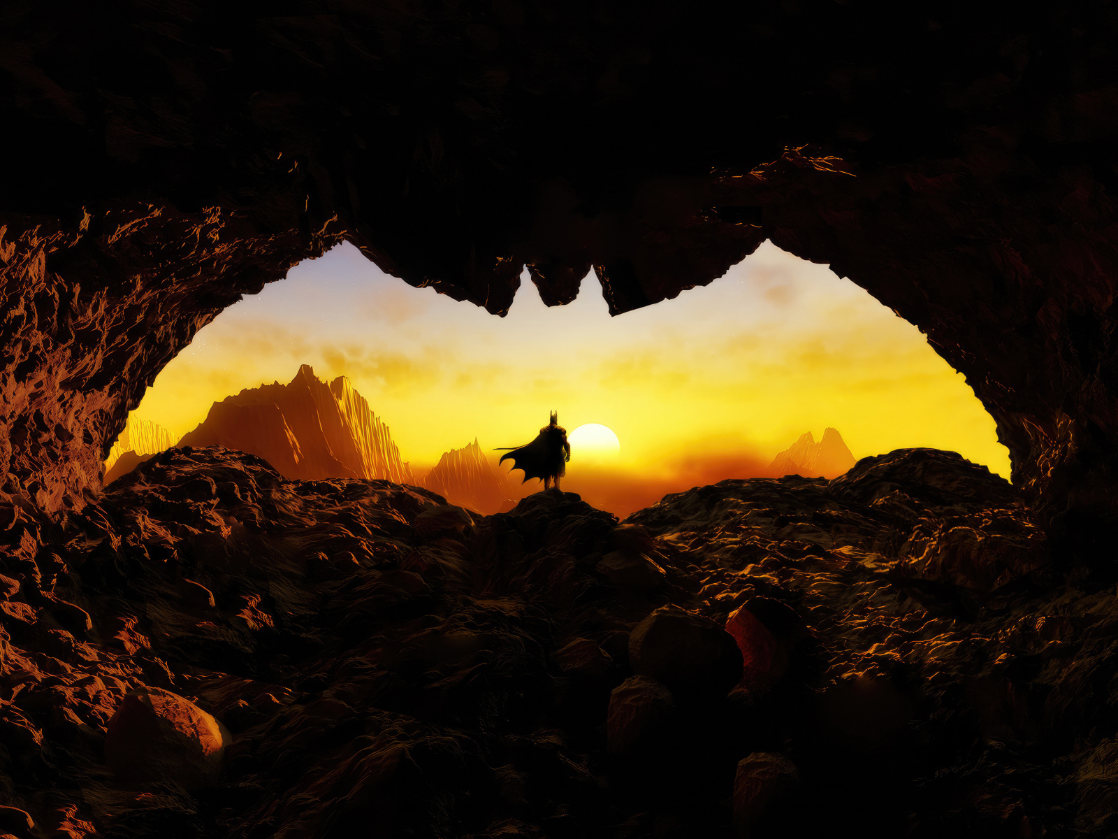 Выход в пещере в форме Бэтмена
